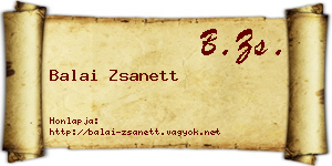 Balai Zsanett névjegykártya